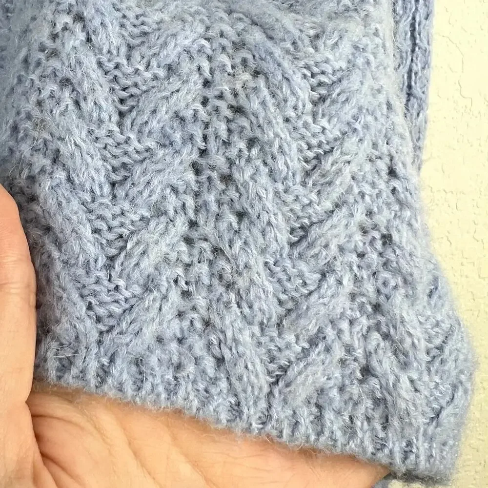 Sundance Exquisite Mix Cable Knit Button Front Cardigan Sweater Periwinkle XS